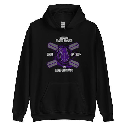 Razorblades & Handgrenades Purple logo Hoodie